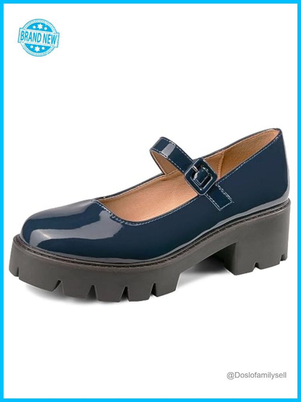 Women's Mary Jane Platform Oxford Dress Shoes Faux Leather Chunky Mid Heel